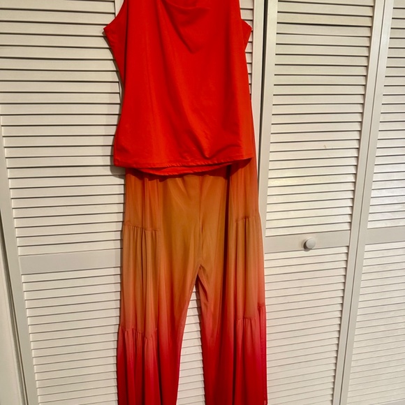 Malibu Sunrise Gradient Mesh Palazzo Pant Orange Multi - Picture 5 of 5